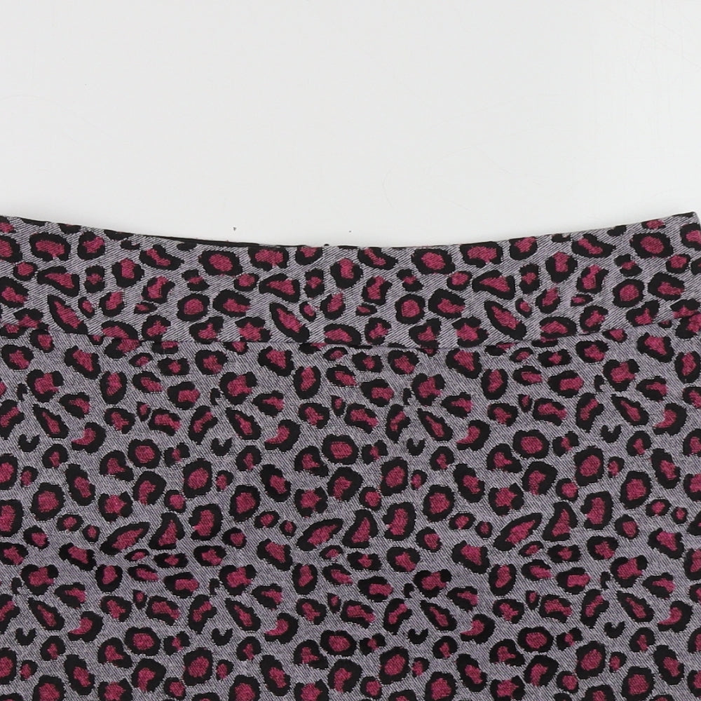 Topshop Womens Pink Animal Print Polyester Mini Skirt Size 36