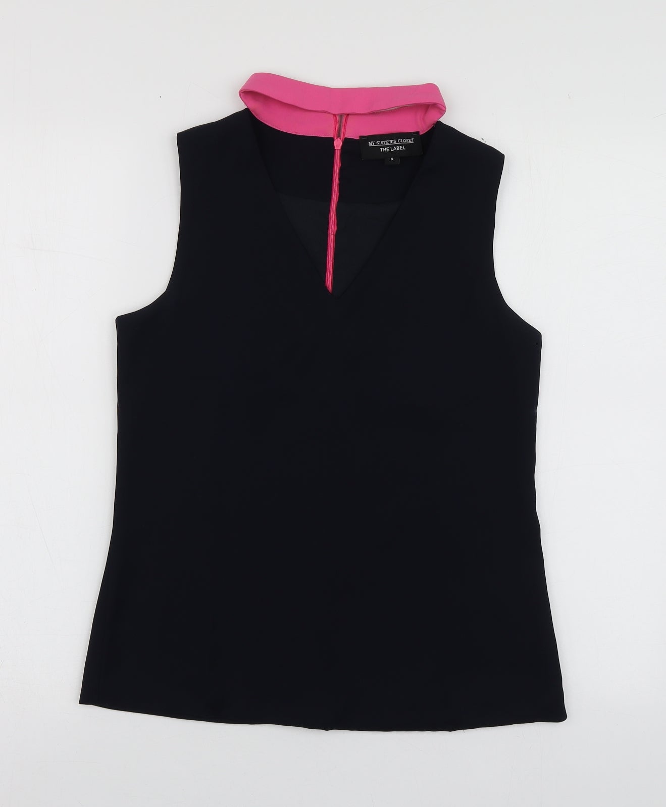 The Label Womens Blue  Polyester Basic Blouse Size 6 V-Neck