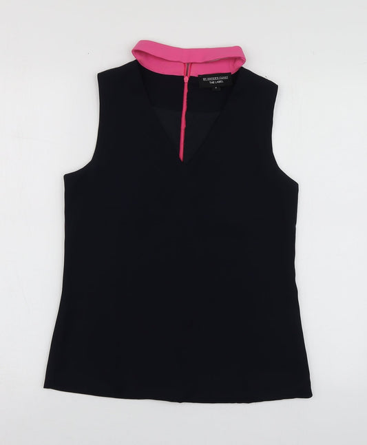 The Label Womens Blue  Polyester Basic Blouse Size 6 V-Neck