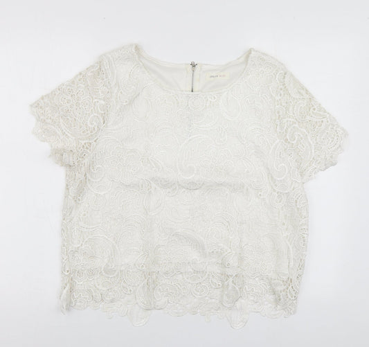 Urban Bliss Womens White Polyester Basic Blouse Size 16 Round Neck