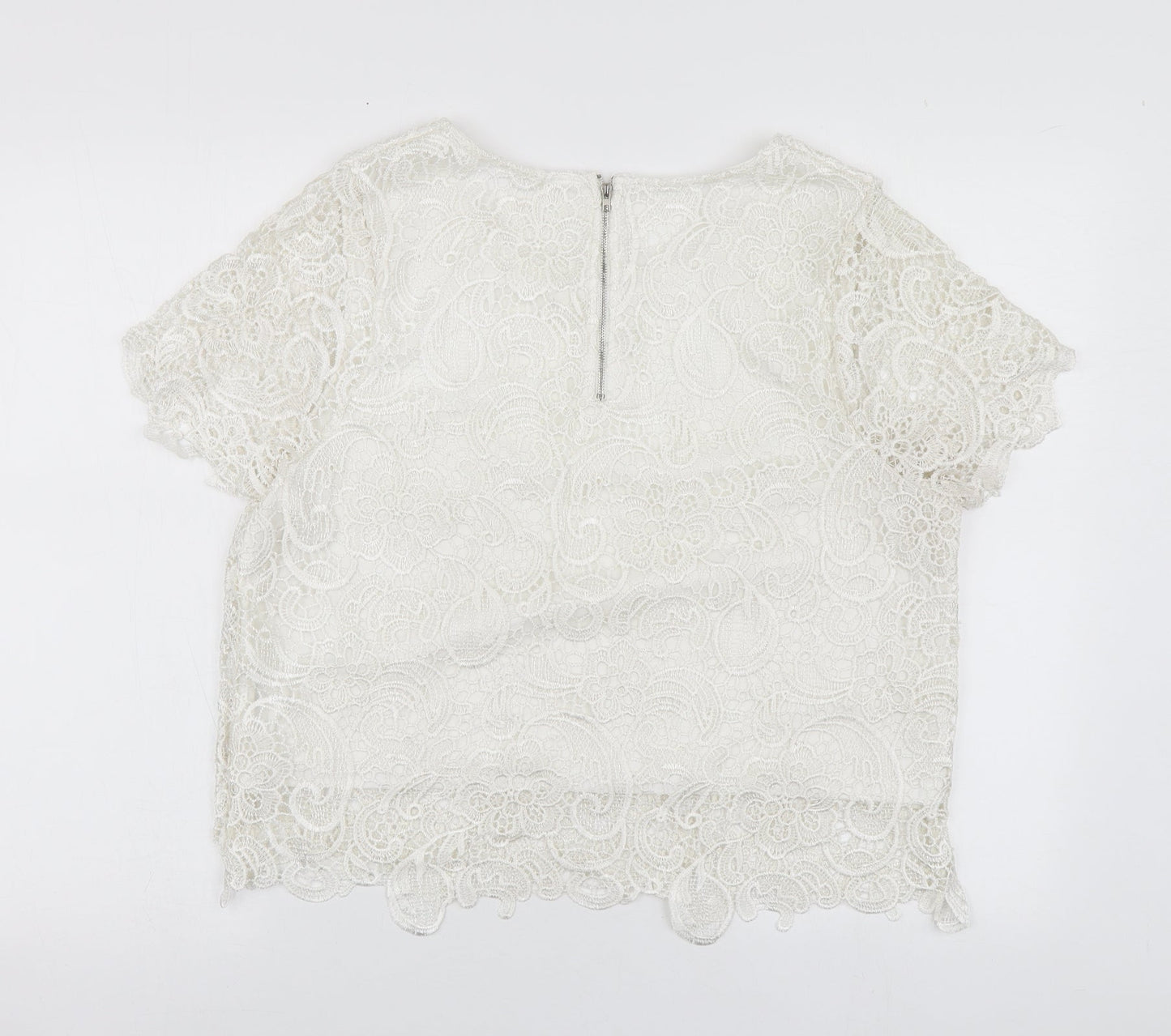 Urban Bliss Womens White Polyester Basic Blouse Size 16 Round Neck