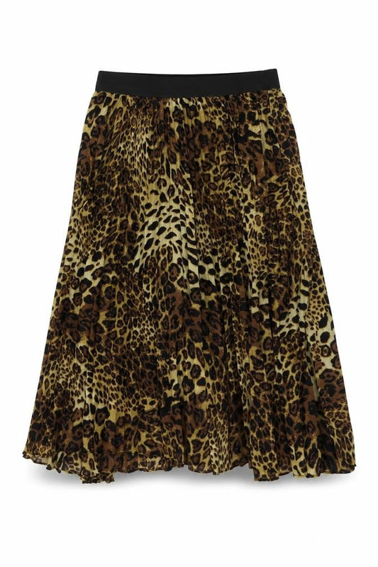 Missi London Womens Brown Animal Print Polyester Skater Skirt Size 8