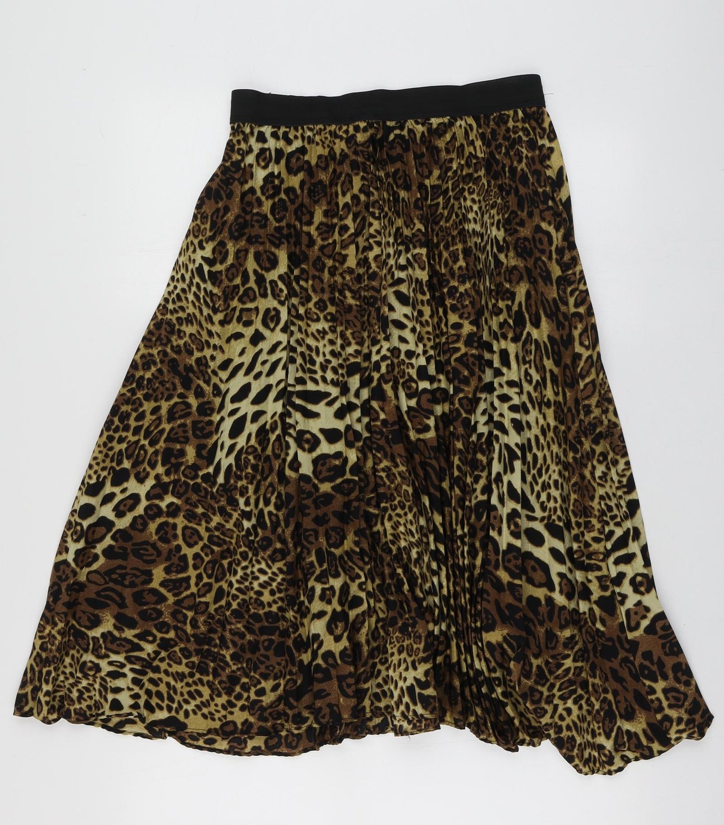 Missi London Womens Brown Animal Print Polyester Skater Skirt Size 8
