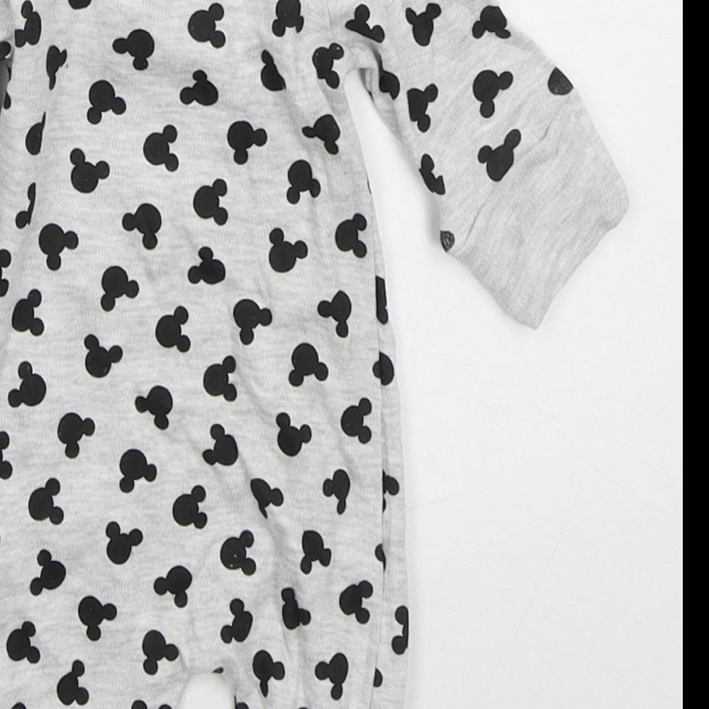 Pep&Co Baby Grey Solid Cotton Cami One Piece Size Newborn  Button - Mickey Mouse