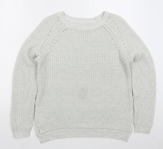 Matalan Womens Grey Crew Neck  Acrylic Pullover Jumper Size M