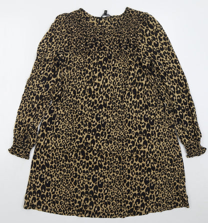 Next Womens Brown Animal Print Viscose Sheath  Size 10  Round Neck Pullover
