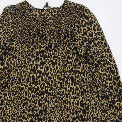 Next Womens Brown Animal Print Viscose Sheath  Size 10  Round Neck Pullover