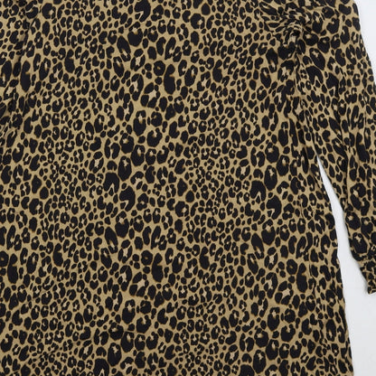 Next Womens Brown Animal Print Viscose Sheath  Size 10  Round Neck Pullover