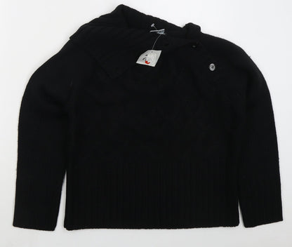 XE Womens Black Collared  Acrylic Pullover Jumper Size 16