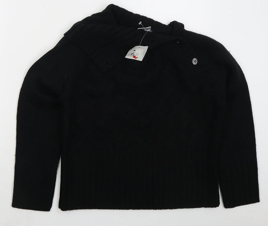 XE Womens Black Collared  Acrylic Pullover Jumper Size 16