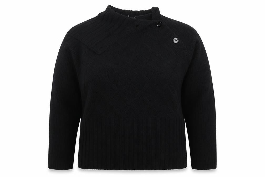 XE Womens Black Collared  Acrylic Pullover Jumper Size 16
