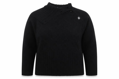 XE Womens Black Collared  Acrylic Pullover Jumper Size 16