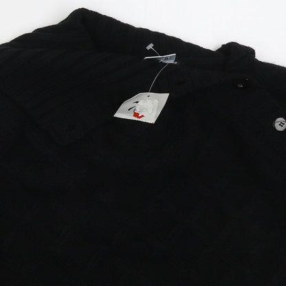 XE Womens Black Collared  Acrylic Pullover Jumper Size 16
