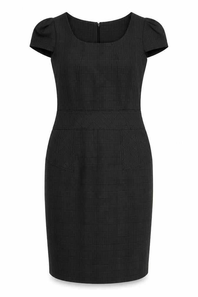 Shop Direct Womens Grey Check Polyester Pencil Dress  Size 10  Round Neck Zip