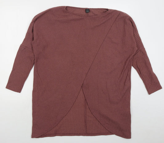 Shien Womens Pink Roll Neck  Cotton Pullover Jumper Size L
