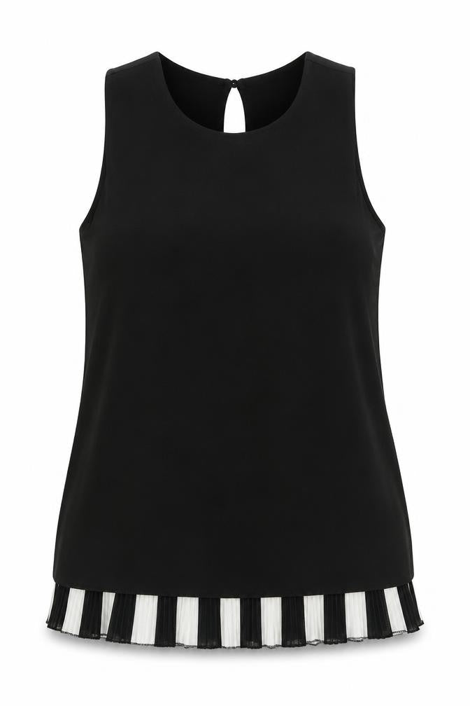Sabrina Diamante Womens Black  Polyester Basic Tank Size M Round Neck