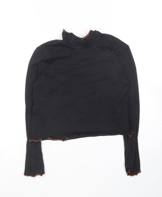 George Girls Black  Cotton Basic T-Shirt Size 8-9 Years Crew Neck