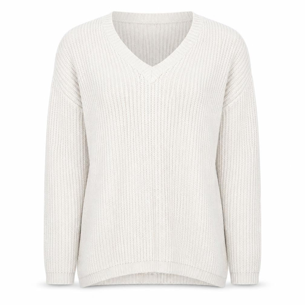 Papaya Womens Beige V-Neck  Acrylic Pullover Jumper Size M