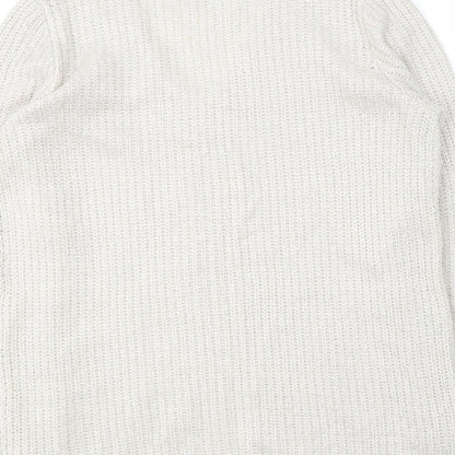 Papaya Womens Beige V-Neck  Acrylic Pullover Jumper Size M