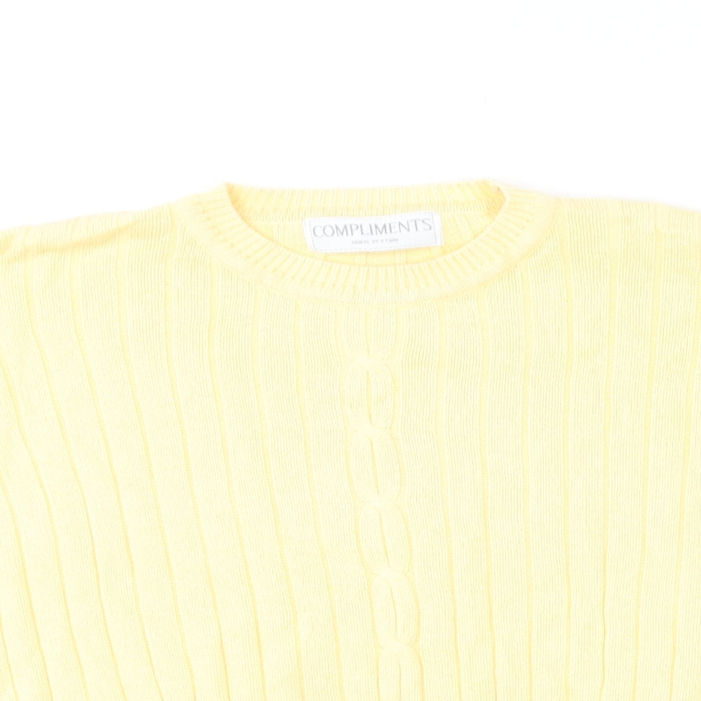 Compliments  Womens Yellow Round Neck  Cotton Pullover Jumper Size M
