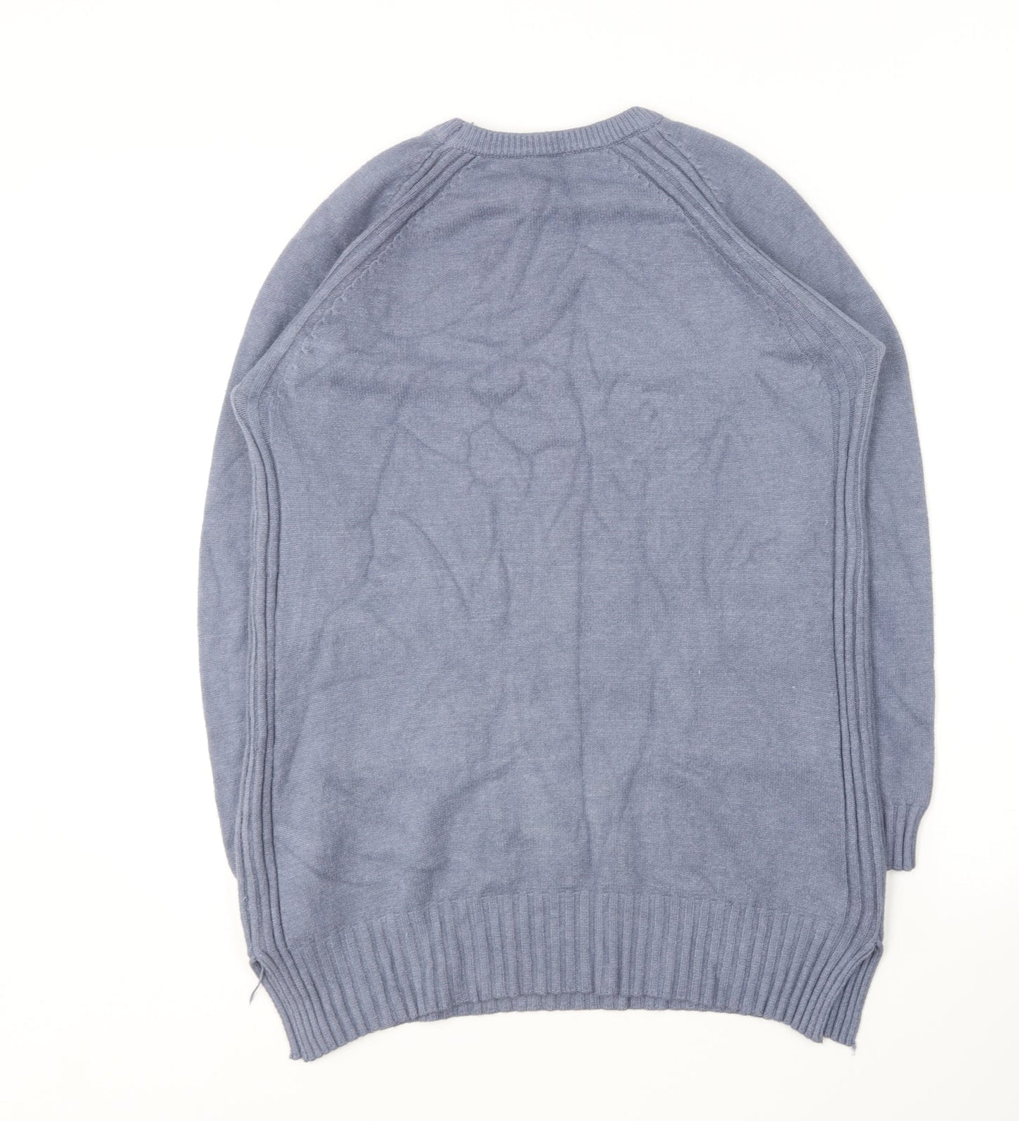Buisdaei Womens Blue Round Neck  Acrylic Pullover Jumper Size M