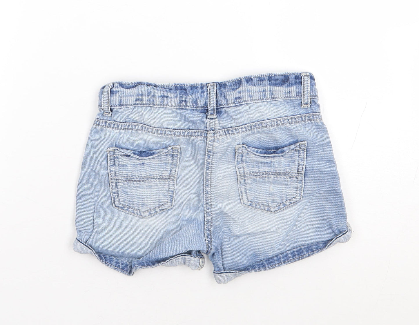 Matalan Girls Blue  100% Cotton Mom Shorts Size 7 Years  Regular Zip