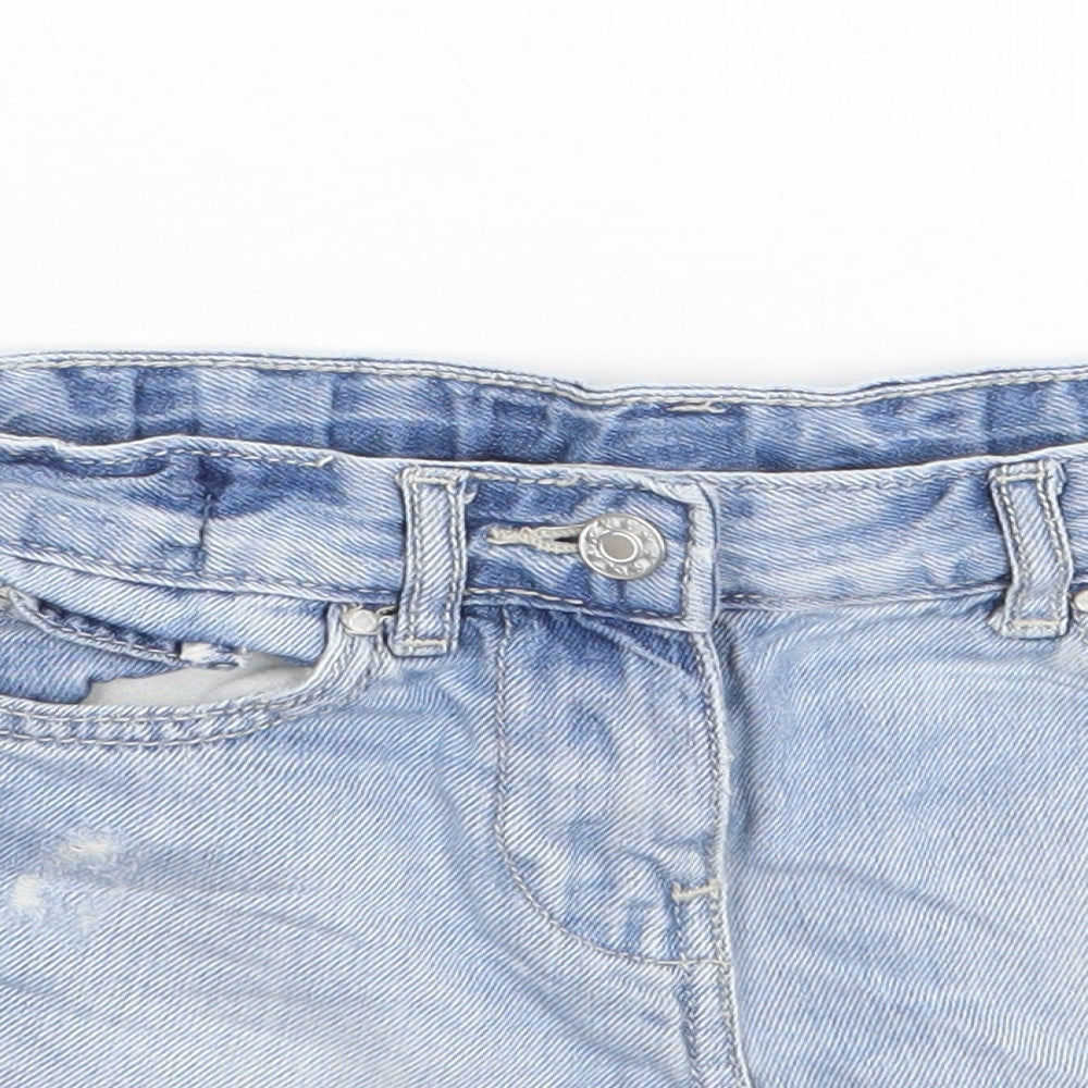 Matalan Girls Blue  100% Cotton Mom Shorts Size 7 Years  Regular Zip