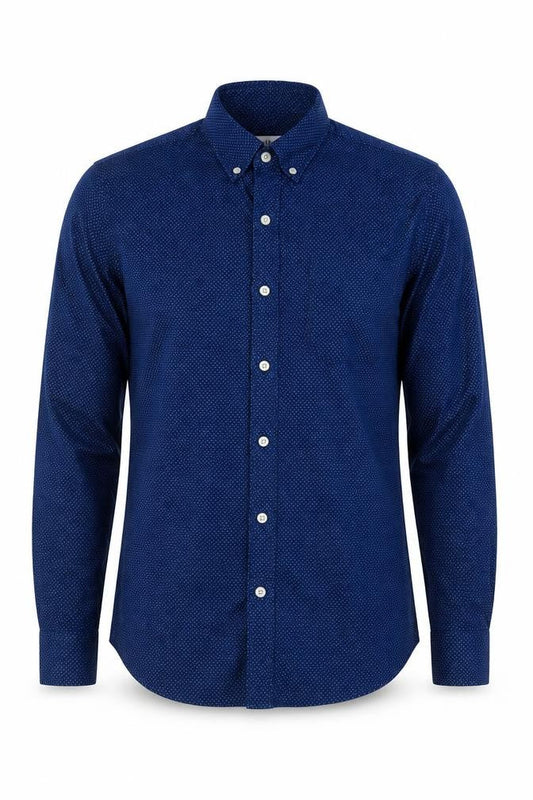 Gap Mens Blue Polka Dot Cotton  Button-Up Size S Collared Button