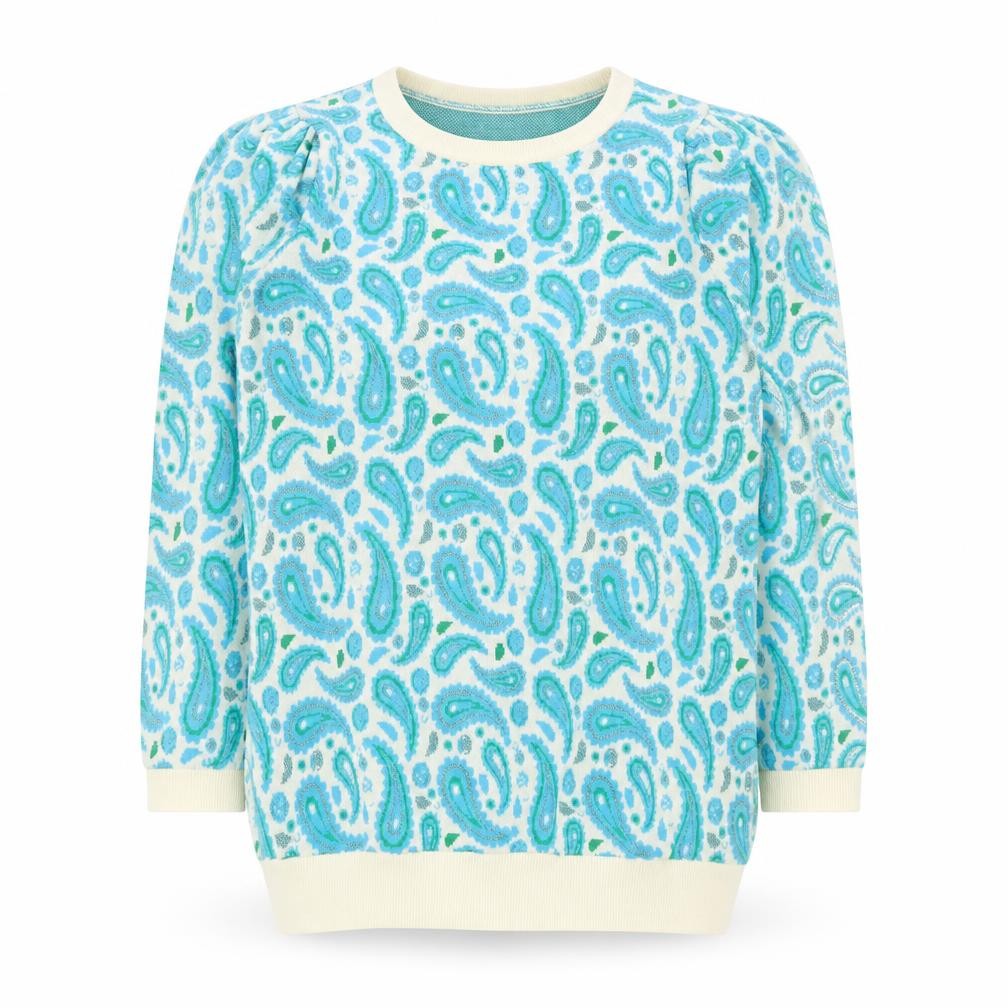 Savido Womens Blue Crew Neck Paisley Polyester Pullover Jumper Size S