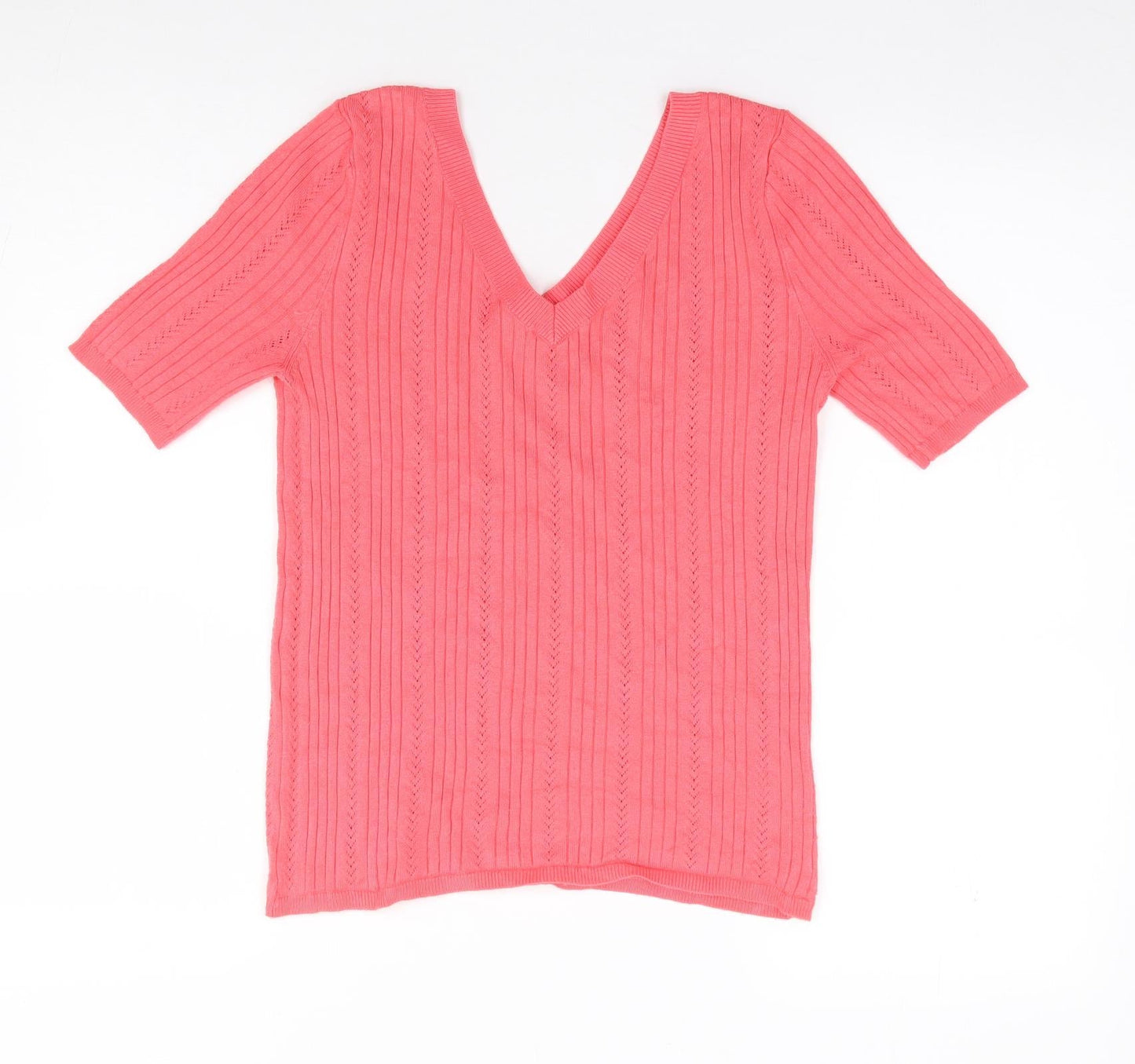 TU Womens Pink V-Neck  Viscose Pullover Jumper Size 10