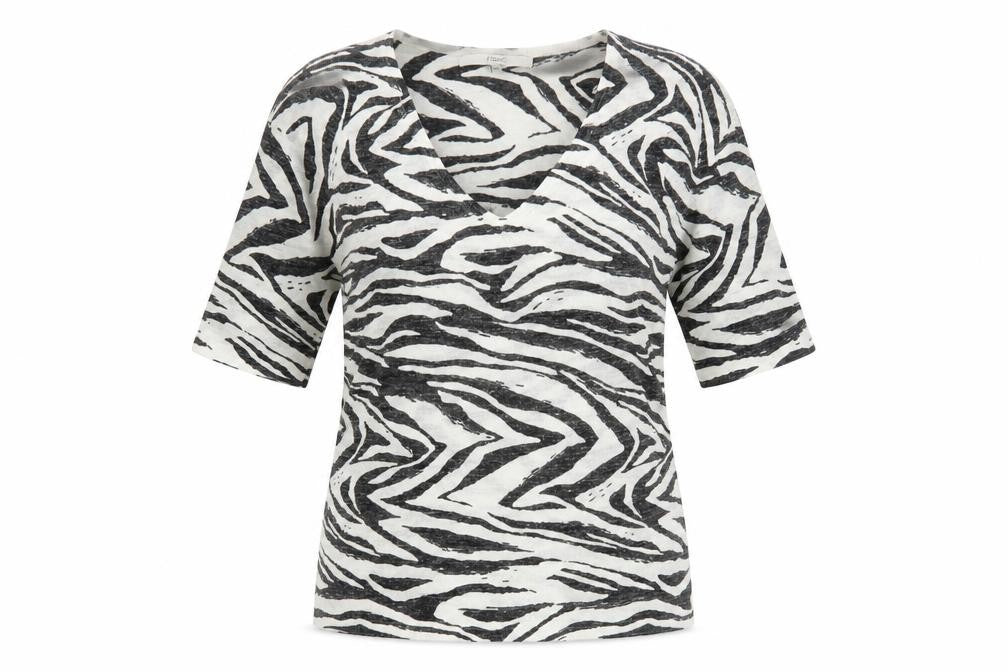 NEXT Womens Ivory V-Neck Geometric Acrylic Pullover Jumper Size 8
