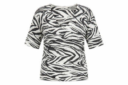 Next Womens Ivory V-Neck Geometric Acrylic Pullover Jumper Size 8