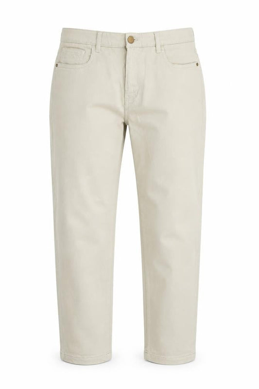 F&F Womens Beige  Cotton Straight Jeans Size 10 L25 in Regular Zip