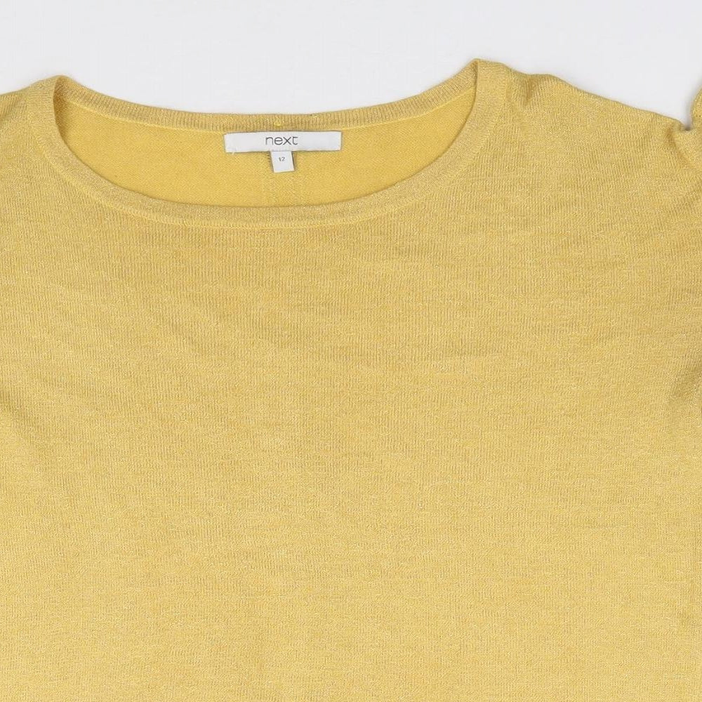 NEXT Womens Yellow Round Neck  Viscose Pullover Jumper Size 12