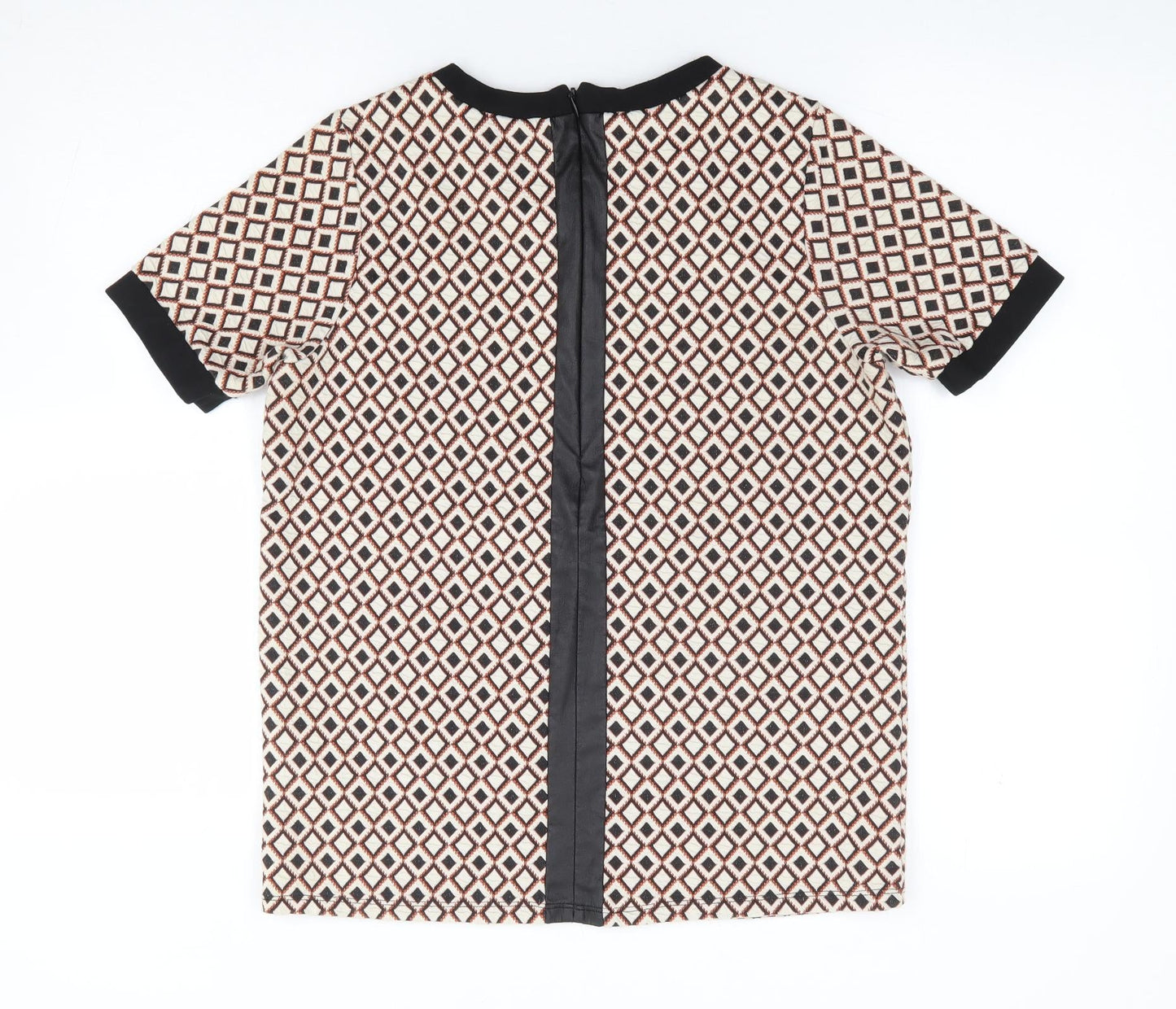 River Island Womens Multicoloured Geometric Polyester Jersey T-Shirt Size 8 Round Neck