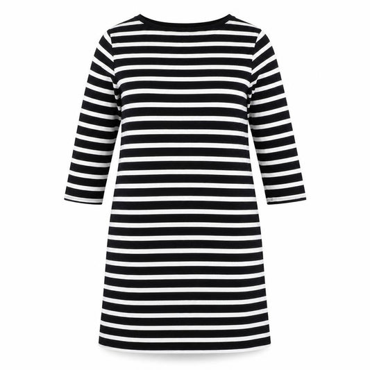 Amazon Womens White Striped Viscose T-Shirt Dress  Size M  Round Neck