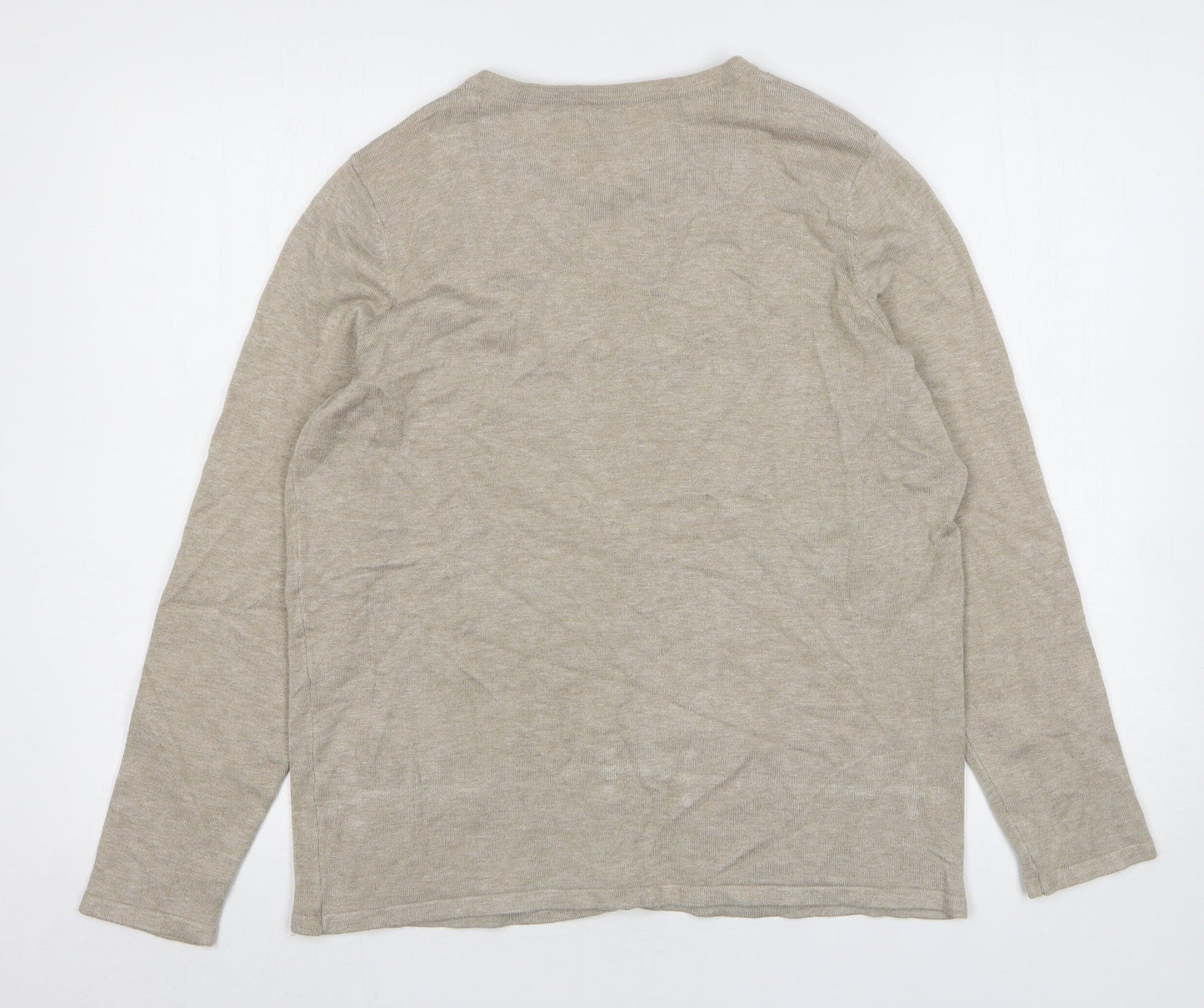 Preworn Womens Beige Round Neck  Viscose Cardigan Jumper Size M