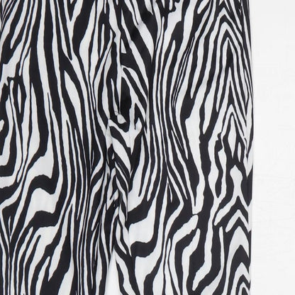 SHEIN Womens Black Animal Print Polyester Trousers  Size 6 L30 in Regular
