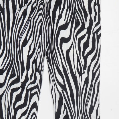 SHEIN Womens Black Animal Print Polyester Trousers  Size 6 L30 in Regular