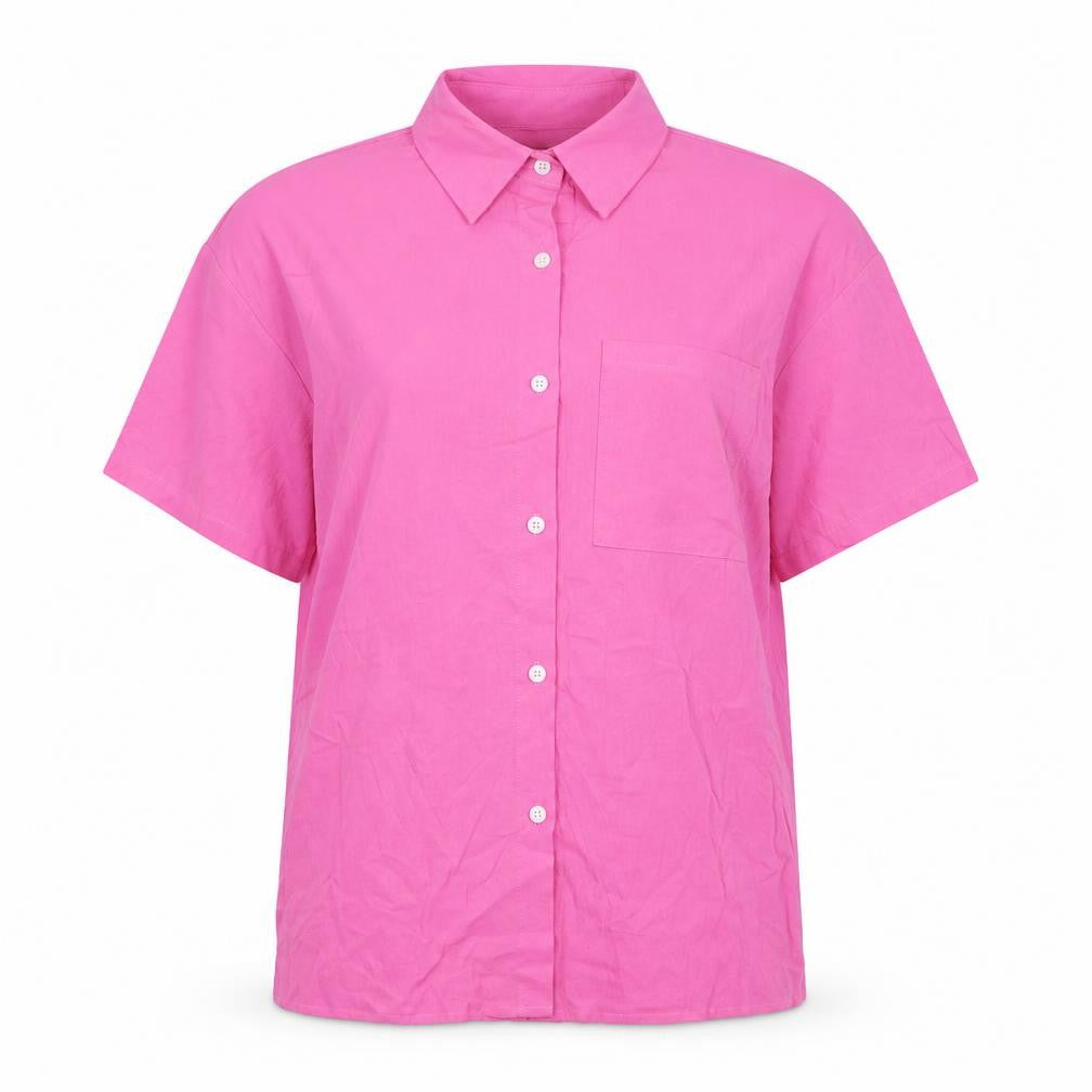 Shein  Womens Pink  Polyester Basic Button-Up Size 6 Collared