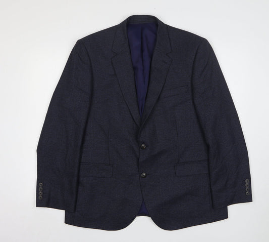 Marks and Spencer Mens Blue Houndstooth Viscose Jacket Suit Jacket Size 42