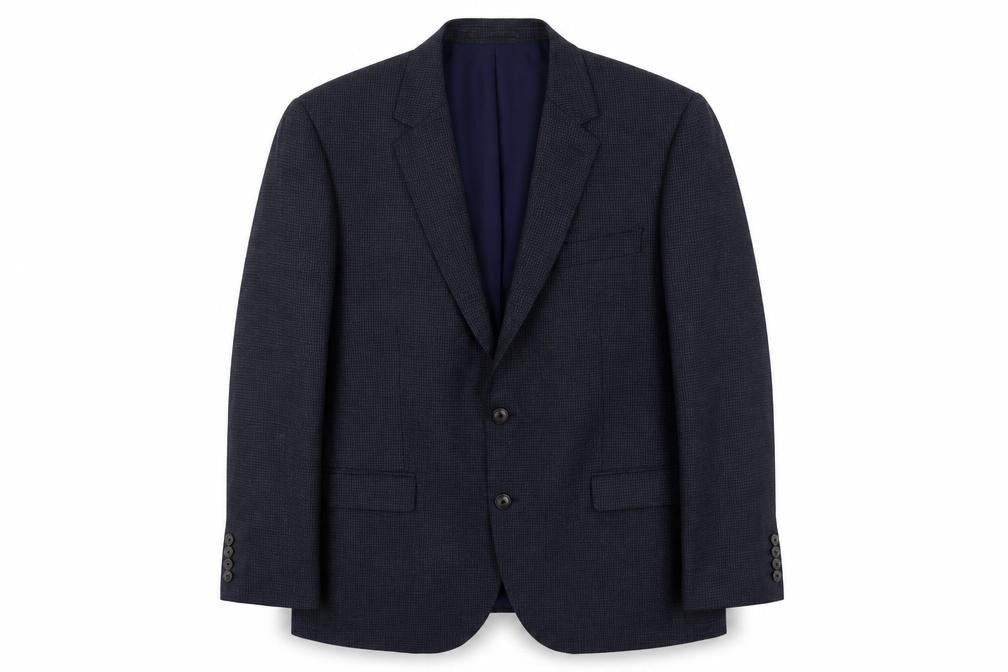 Marks & Spencer Mens Blue Houndstooth Viscose Jacket Suit Jacket Size 42