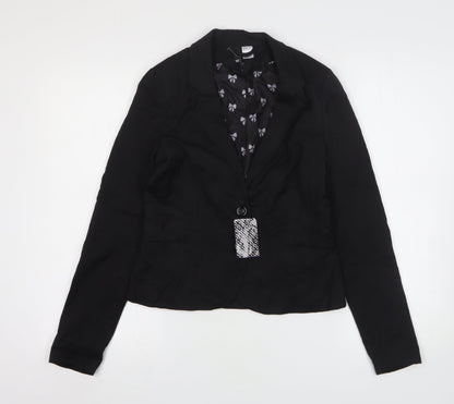 H&M Womens Black  Polyester Jacket Suit Jacket Size 10