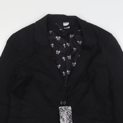 H&M Womens Black  Polyester Jacket Suit Jacket Size 10