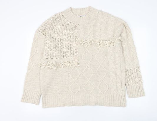 Very Womens Beige Round Neck  Acrylic Pullover Jumper Size L