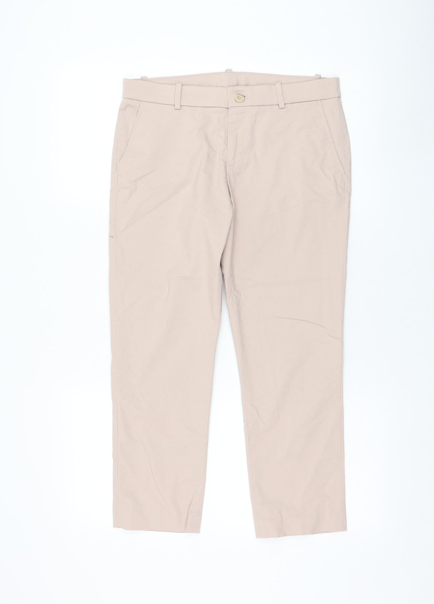 Uniqlo Womens Pink  Polyester Cropped Trousers Size 30 in L23 in Regular Zip