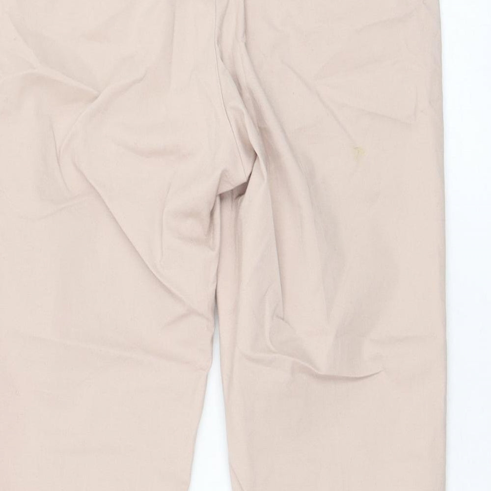Uniqlo Womens Pink  Polyester Cropped Trousers Size 30 in L23 in Regular Zip