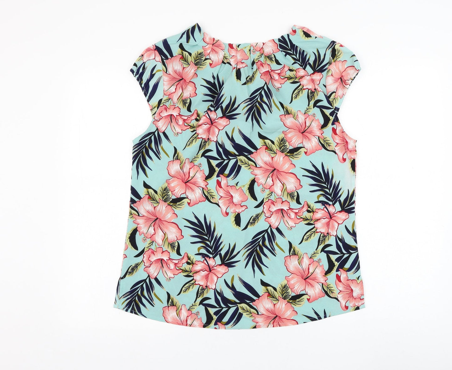 Rant & Rave Womens Blue Floral Polyester Basic Blouse Size 12 Round Neck