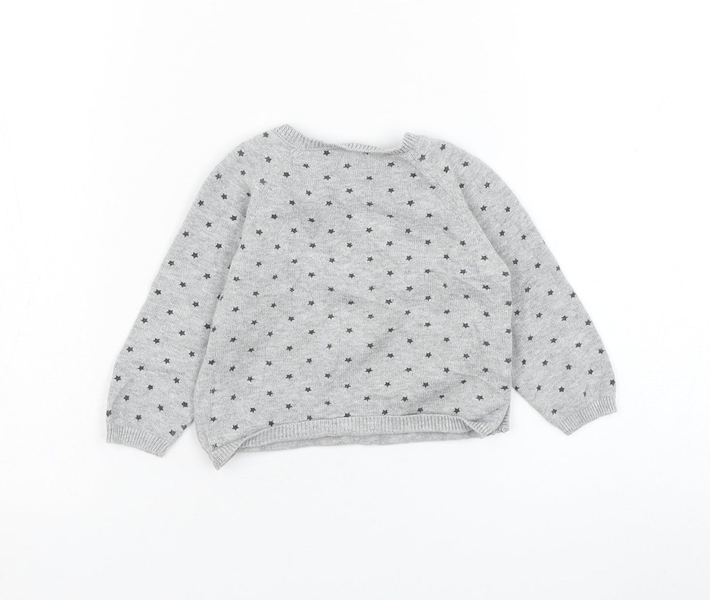Matalan Girls Grey  Cotton Pullover Jumper Size 6-9 Months  Pullover - Star