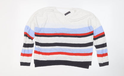 Marks & Spencer Womens Multicoloured Round Neck Striped Viscose Pullover Jumper Size 14